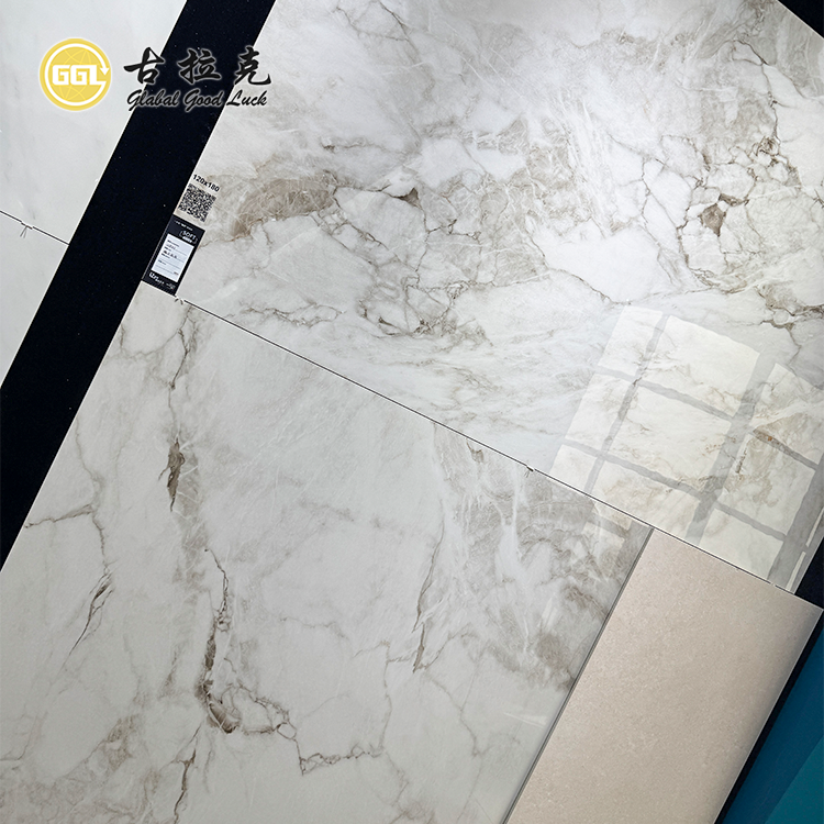 White Grey Marble Porcelain Slab 1200x1800mm Large Format Marble Look Tile for Wall Floor