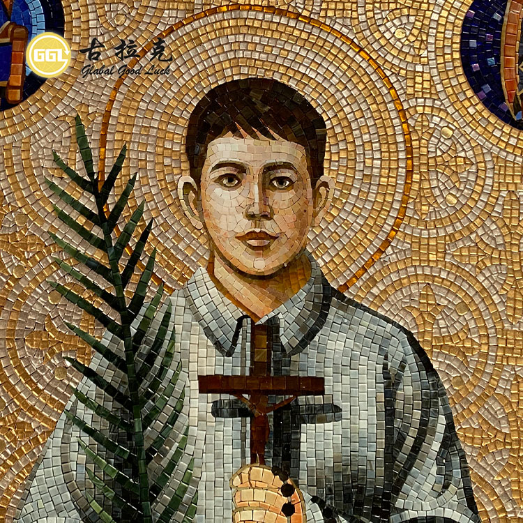Custom Portrait Glass Mosaic Mural – Handcrafted Human Figure Mosaic Wall Art for Luxury Interiors