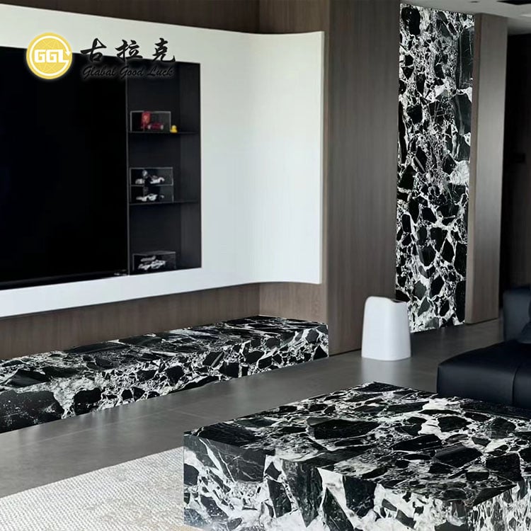 Bulgari Black Slab Marmor für Innenausstattung Wand- und Bodenstufenfliesen-Projekt