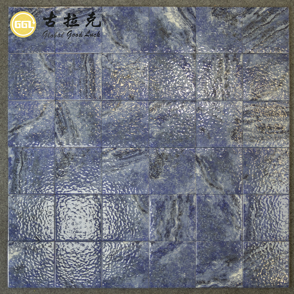 Wholesale Blue Marble Look Ceramic Pool Tiles for Swimming Pools Interior Walls & Floors