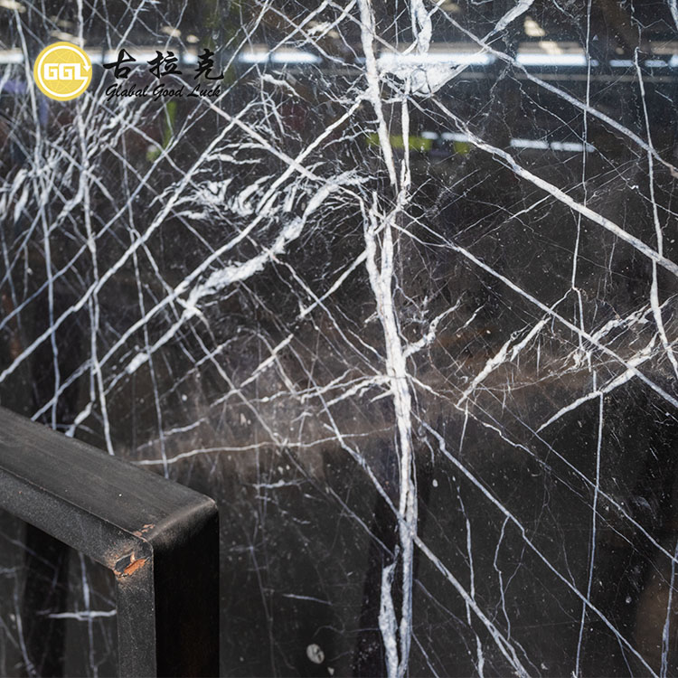 Polierter Oberflächen Nero Marquina Marmorschleife für Innendekoration und Bodenwand
