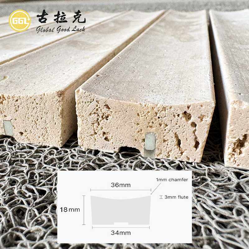 Custom Fluted Travertine Stone Panel | Natural Grooved Stone Wall Cladding for Luxury Interior Design