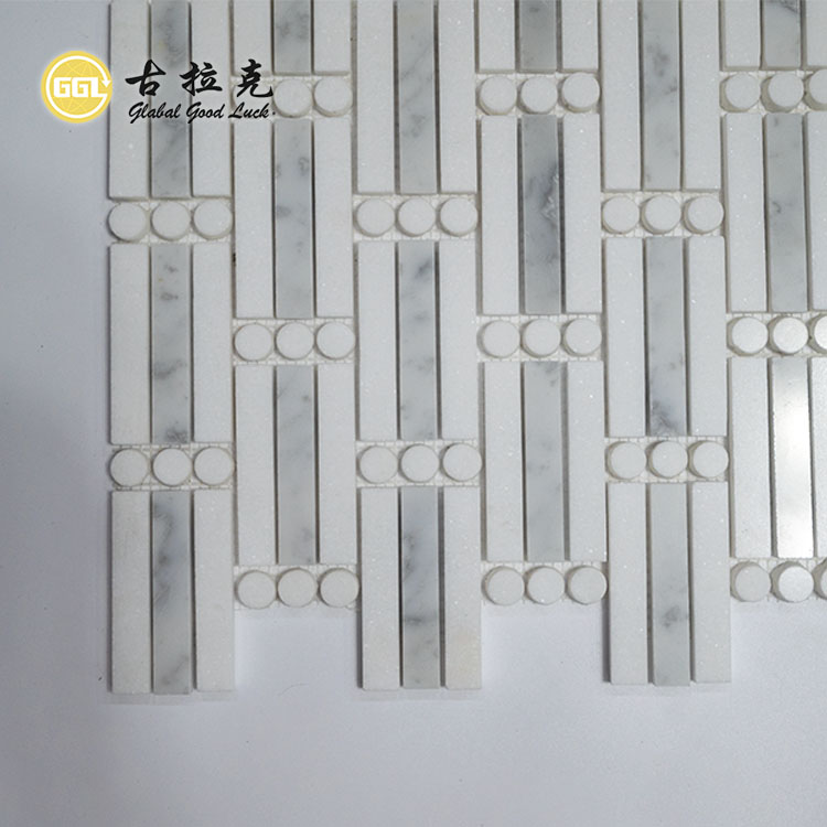 Azulejo de mosaico Waterjet de forma rectangular de mármol pulido mezcla de forma redonda para decoración de pared y suelo