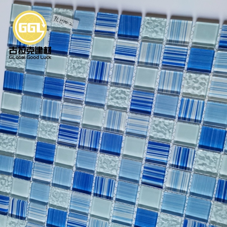 Light Blue Glass Mosaic Tiles Swimming Pool Mosaic Tile for Floor Decoration