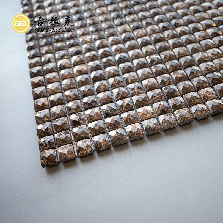 3D-Design Emperador dunkel glänzende quadratische Marmormosaikfliese
