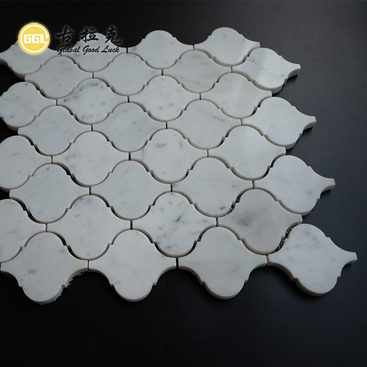 Carrelage Mosaïque en Marbre Blanc Carrara en Forme de Lanterne Adapté pour Décor de Villa