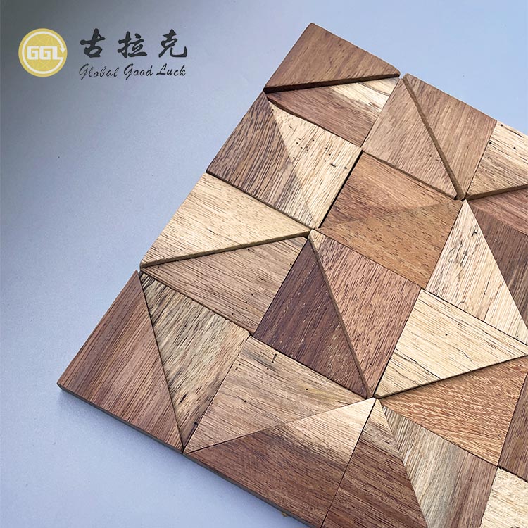 Jubin Mozaik Kayu Persegi Reka Bentuk Parquet Rustic Jubin Dinding Dalaman
