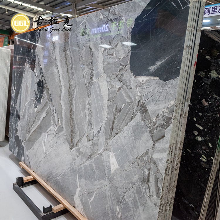 Luxuosus Naturalis Pandae Nigrum Marmorem Slab Marmoreum Tegulam pro Pavimento Pariete Decorando Comptuop