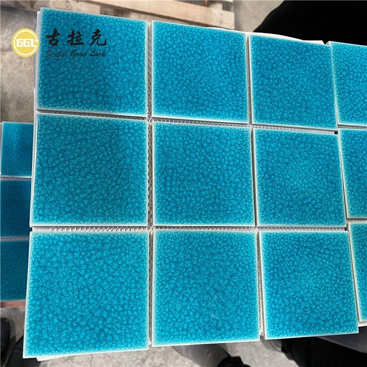 Turquoise Crackle Glazed Ceramic Mosaic Tile for Decorative Walls and Modern Interiors