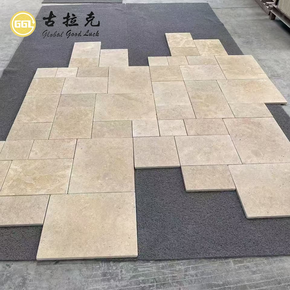 Beige Kalkstein-Fliesen 600x1200 mm | Individuelles französisches Muster