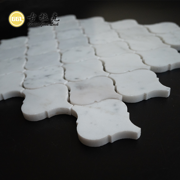 Carrelage Mosaïque en Marbre Blanc Carrara en Forme de Lanterne Adapté pour Décor de Villa