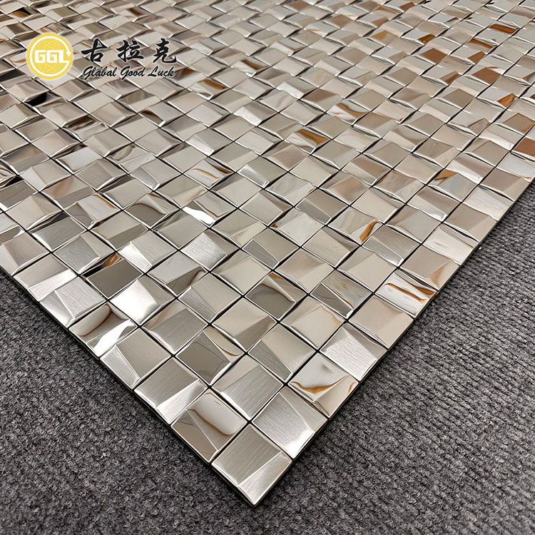 Slip Metal Mosaikki laatat 3D ruostumaton mosaikki