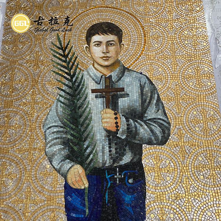 Custom Portrait Glass Mosaic Mural – Handcrafted Human Figure Mosaic Wall Art for Luxury Interiors