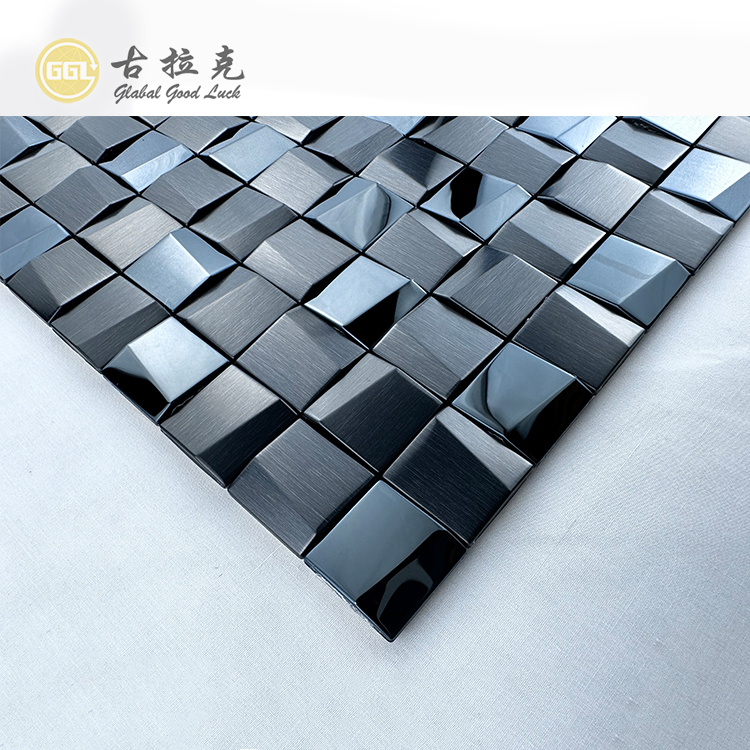 Square Metal mosaic 3D Design Stainless Steel Mosaic Tile For Wall Decor