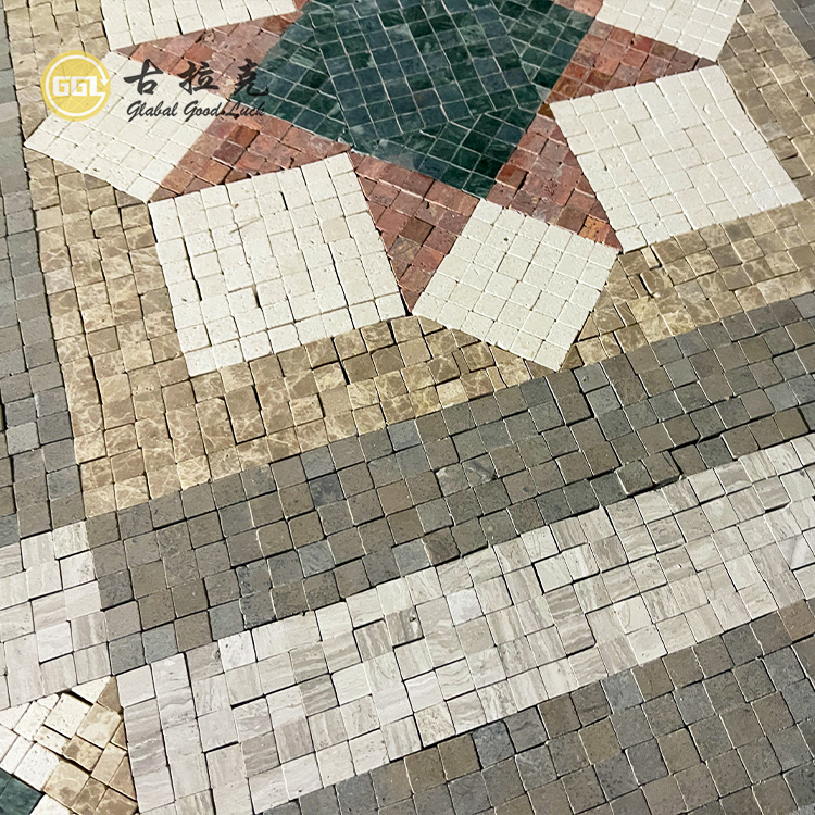 စီးပွားသော ပုံစံ ဒီဇိုင်းထုတ် Customized Pattern Art Marble Stone Mosaic အတည်အဆောက် ဒီကိုရေးဆွဲ Parquet Feature Graphic Design