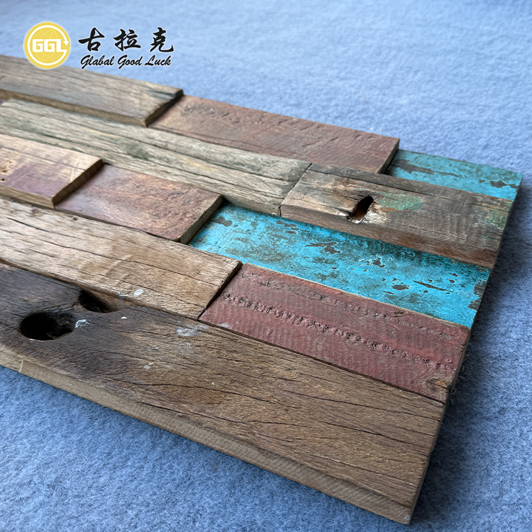 Vintage Weathered Wood Mosaic Tiles – Rustic Multicolor Wooden Wall Panels