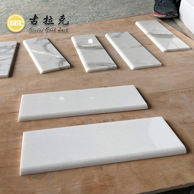 Ladrillo de mármol blanco Thassos pulido para decoración interior del baño