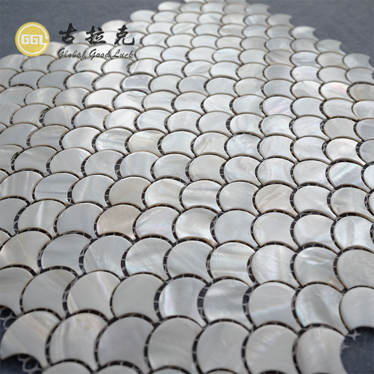 Waaier Vorm Wit Mother Of Pearl Skulp Mozaïekteël Backsplash Muur Badkamer Teëls