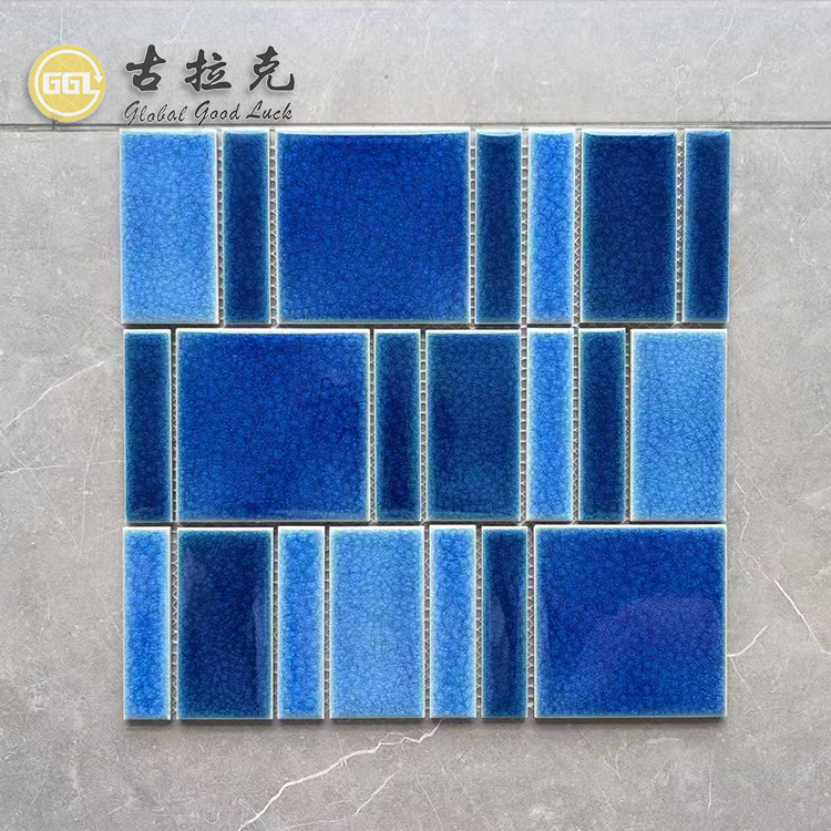 Blue Mixed-Size Ceramic Mosaic Tile for Modern Interior Walls