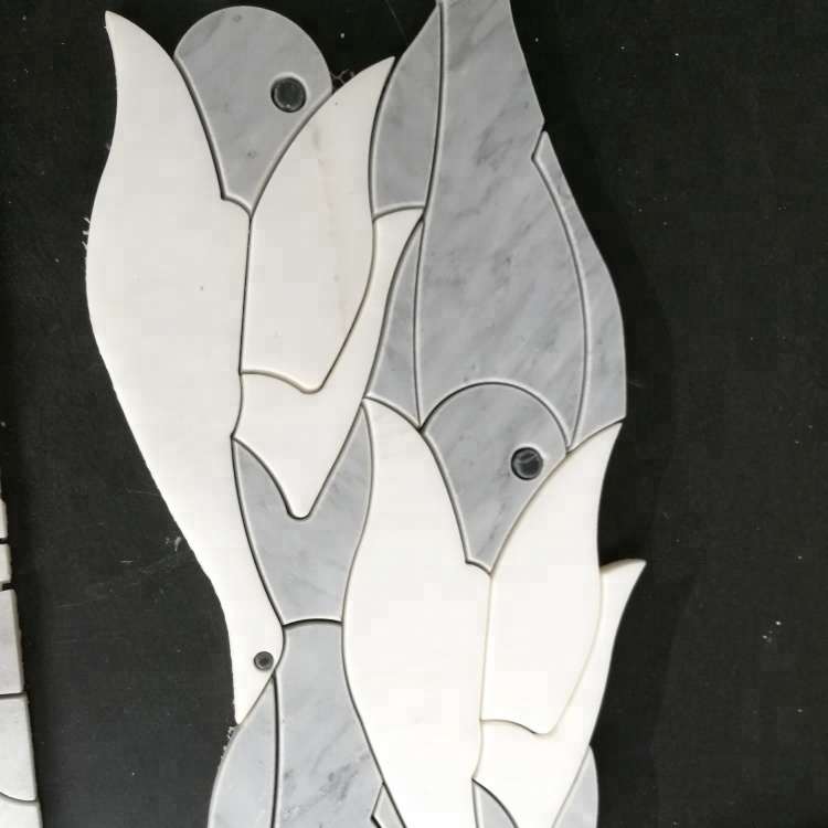 Tierdesign Wasserstrahlmosaikfliese Marmorstein Kunstfliese Wanddekoration
