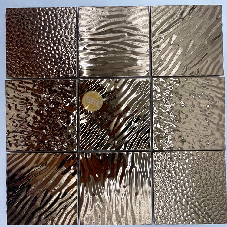 Quadratisches Metallmosaik konkav-konvexer 3D-Effekt Edelstahlmosaik
