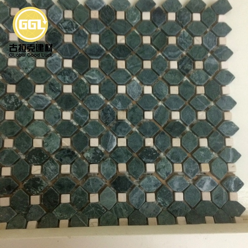 کاشی موزاییک مرمر سبز طبیعی برای تزئین دیوار یا زمین