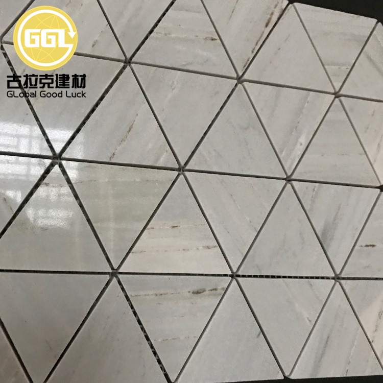 High Quality Natural Stone White Cream Triangle Marble Mosaic Ceramic Mosaic For Interior Wall Decoration No reviews yet