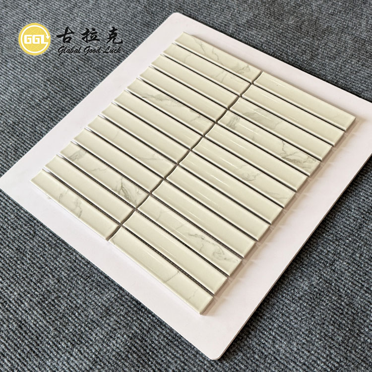 Inkjet mozaikové dlaždice z keramického materiálu Calacatta White Fluted
