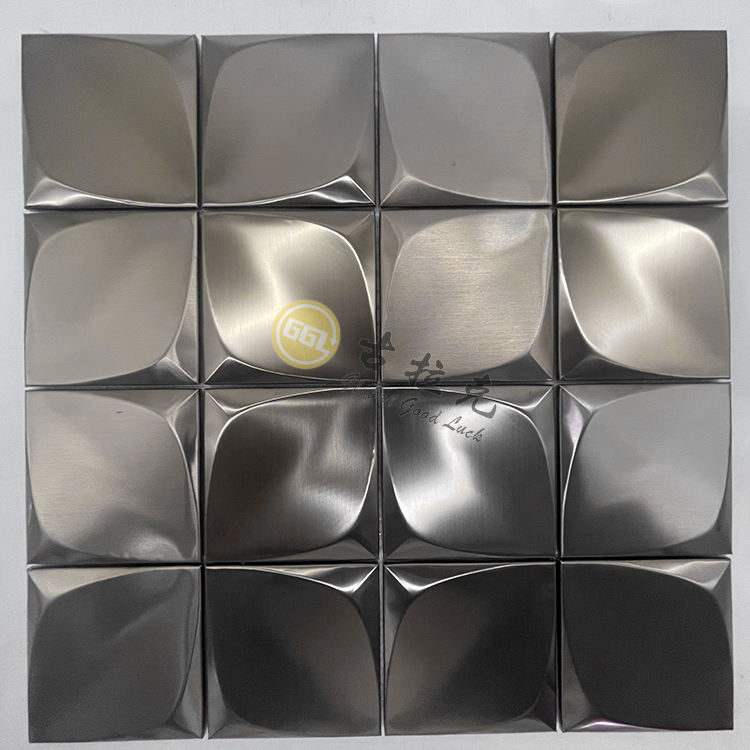 Quadratisches Metallmosaik konkav-konvexer 3D-Effekt Edelstahlmosaik