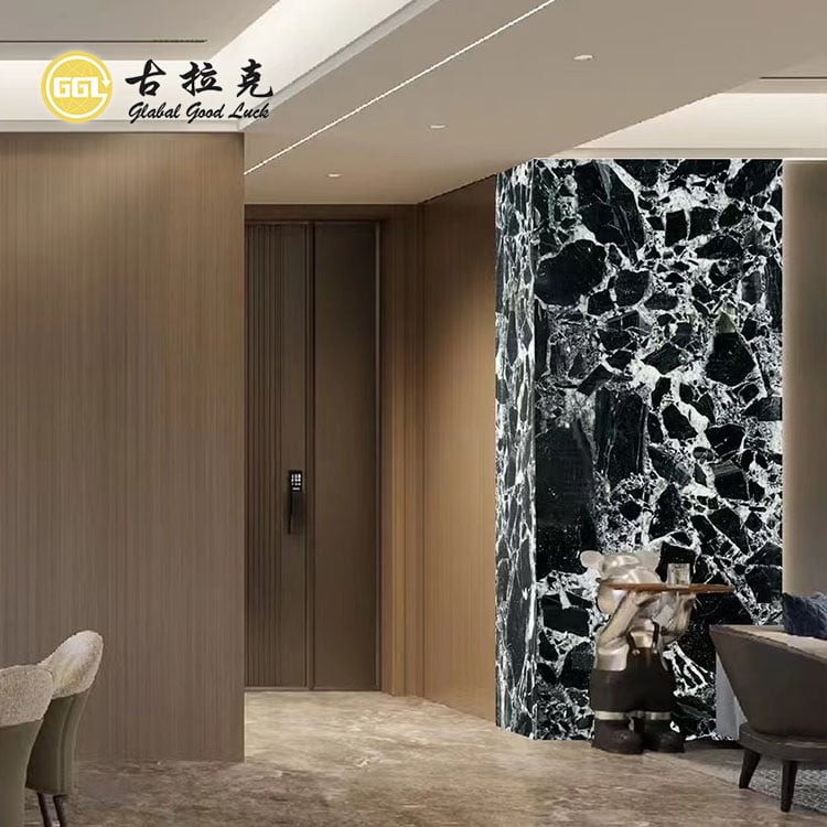 Bulgari Black Slab Marmor für Innenausstattung Wand- und Bodenstufenfliesen-Projekt