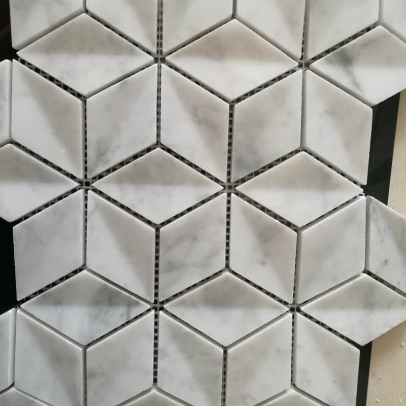 Carrara White Marble Hexagon Mramorový Mozaikový Dlaždicový Panel pro Koupelnovou Zeď