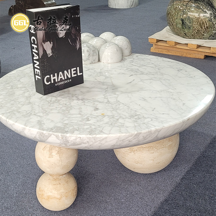 Natuurlike Carrara-marmelade tafel luksusontwerp rond konsoletafel