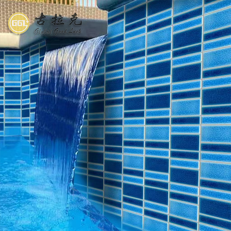 Blue Mixed-Size Ceramic Mosaic Tile for Modern Interior Walls