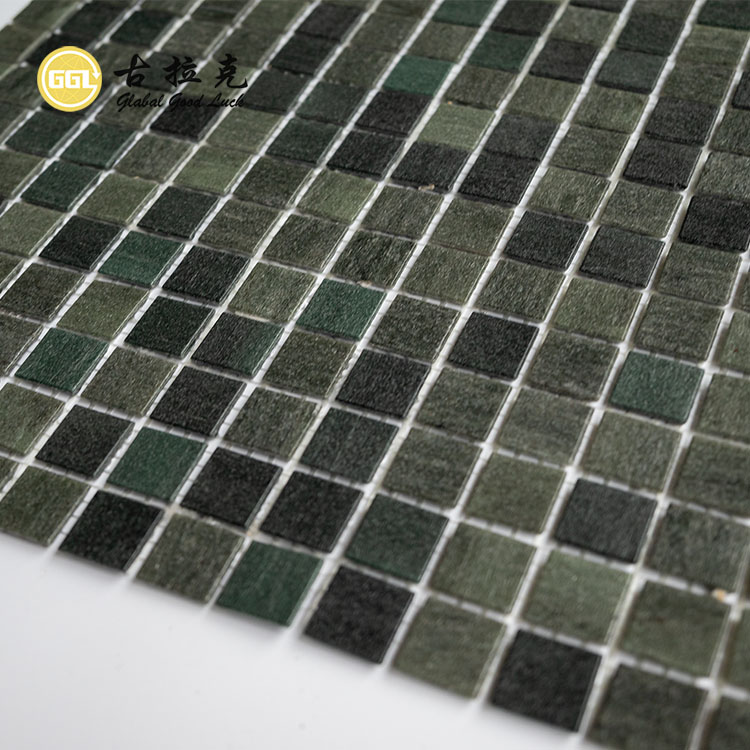 Mosaiço de Vidro Iridescente Verde Escuro para Piscina com Fusão Quente