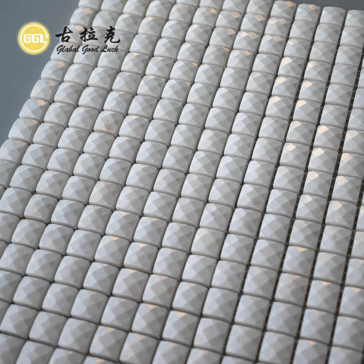 3D-designad glansande Ariston vit marmor-mosaikplatta