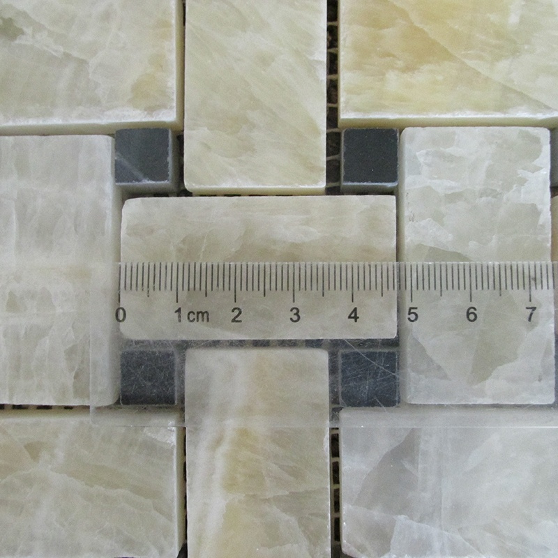 Mármol Ónice Miel Con Puntos Negros Forma de Cesta Mosaico de Mármol