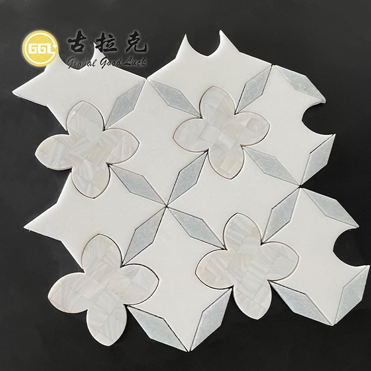 Mozaic Flori Cochilie Naturală Mamă de Perle Marmură Tile