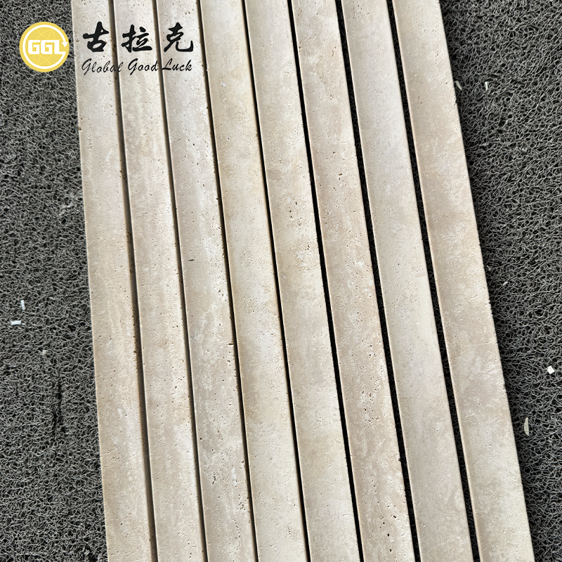 Custom Fluted Travertine Stone Panel | Natural Grooved Stone Wall Cladding for Luxury Interior Design