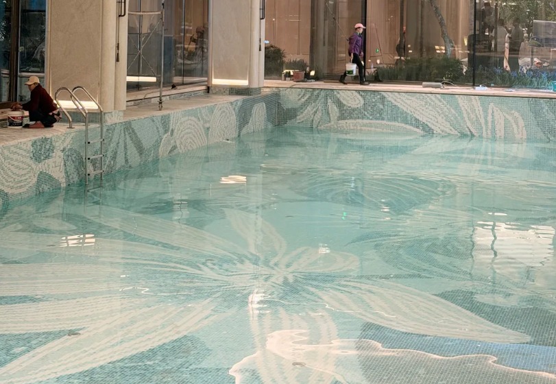 Hotel pool custom mosaic design