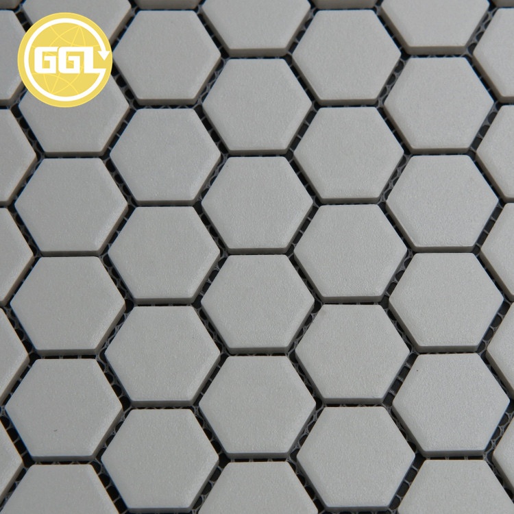 Azulejo de mosaico cerâmico hexagonal, azulejo de porcelana branca para decoração de piso de parede de banheiro