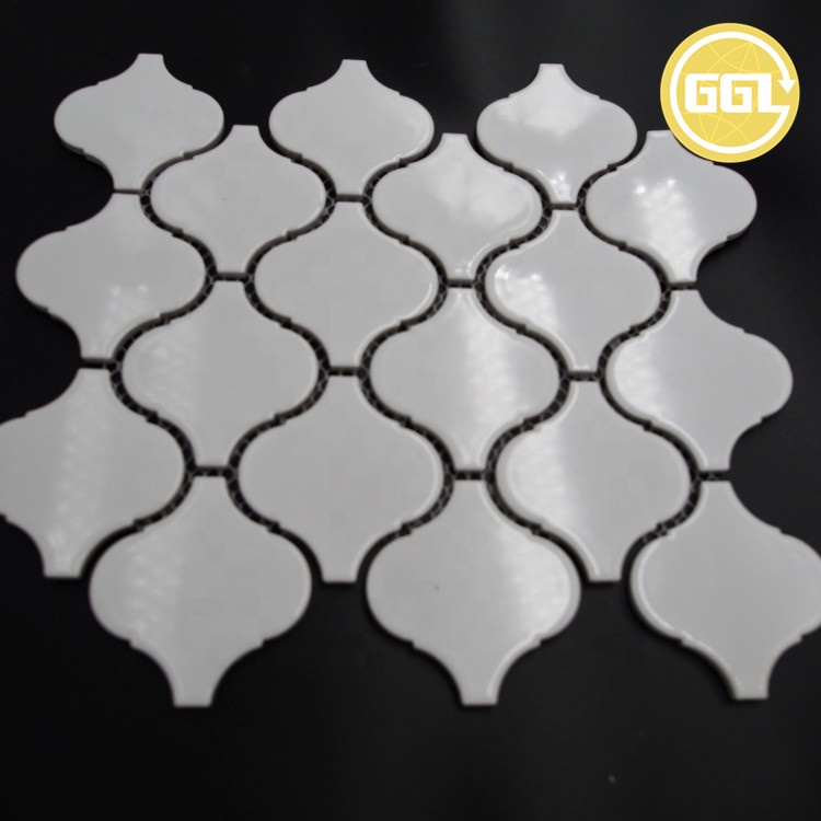 Weiße glasierte glänzende Oberfläche Laternenform Mosaik-Keramikfliese
