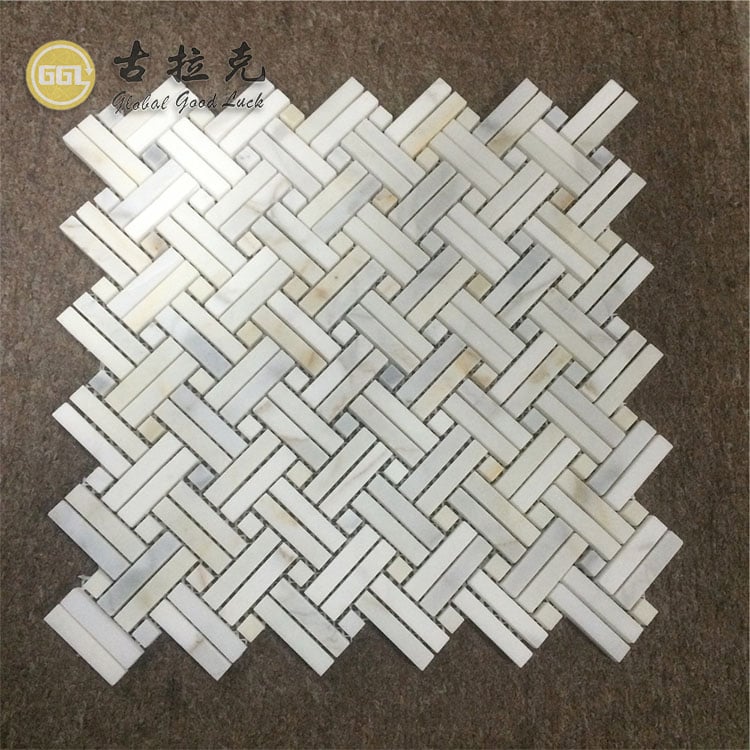 Calacatta Gold Marmor Korbgeflecht Marmor Mosaikfliese