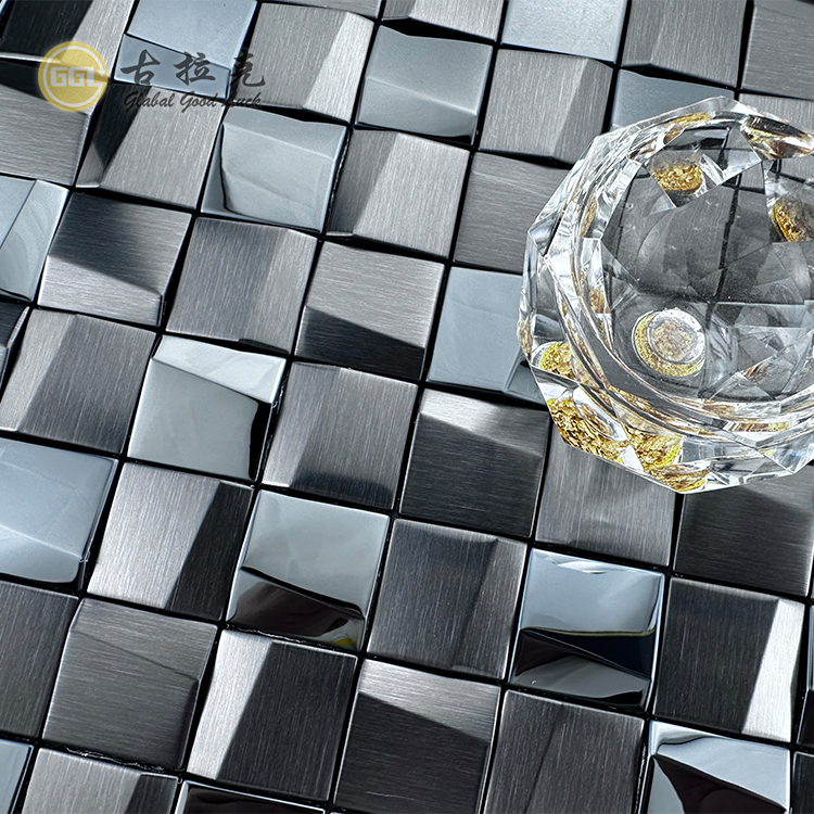 Square Metal mosaic 3D Design Stainless Steel Mosaic Tile For Wall Decor
