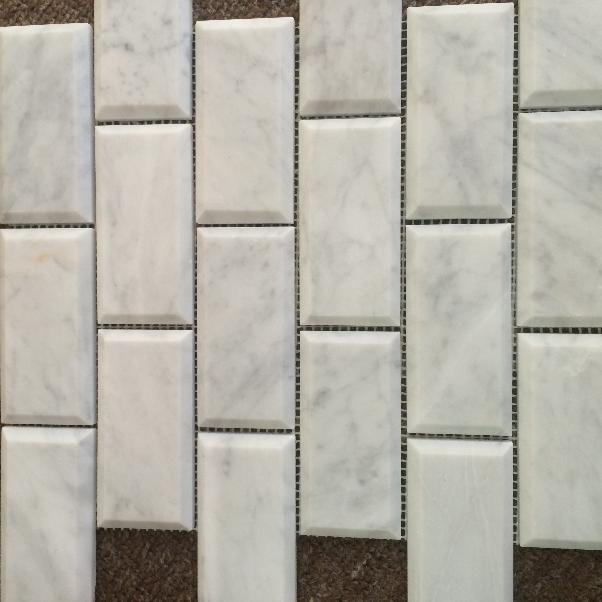 4x2'' Mable Carrara Branco Polido Faixa de Tijolo Mosaico de Mármore para Azulejos de Parede e Piso
