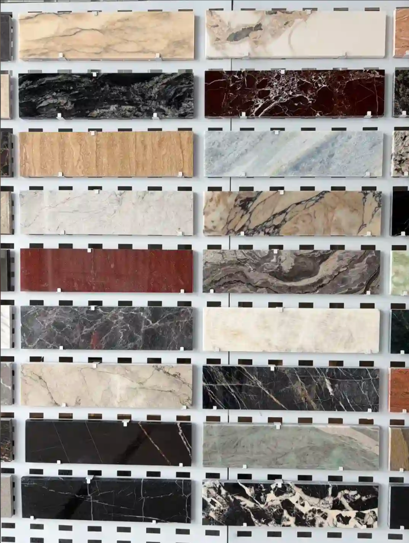 natural stone threshold samples in different marble colors