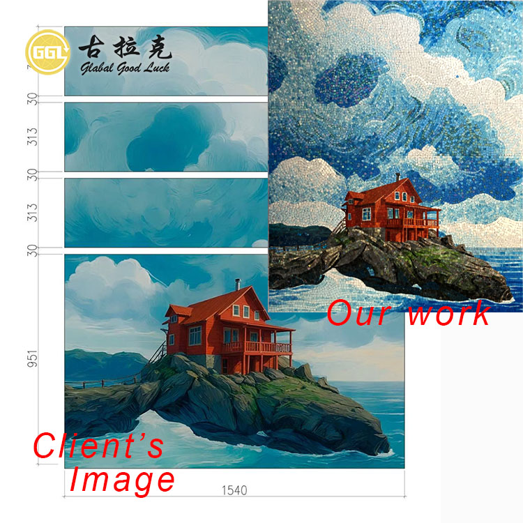 Padrão Sob Encomenda Feito à Mão Vidro Arte Mural Mosaico Ladrilho Decoração Interna