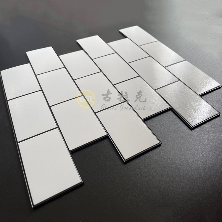 White Brick Shape Self-Adhesive Mosaic Tile – Minimalist Wall Decoration for Kitchen, Restaurant and Hotel Interiors