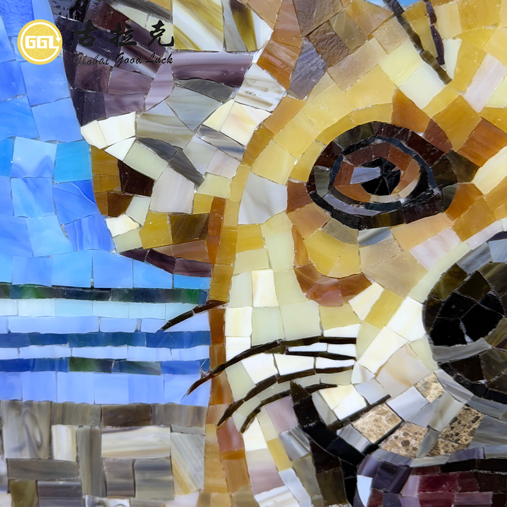 Custom Dog Glass Mosaic Mural – Personalized Animal Mosaic Wall Art for Luxury Interiors