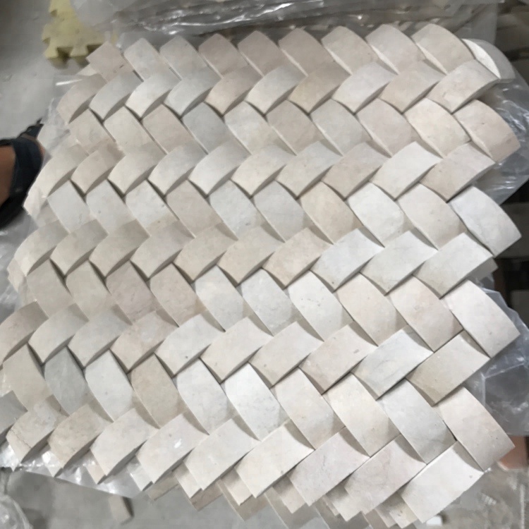 Crema Marfil Marmor Korbgeflecht Marmormosaik für Wandfliesen