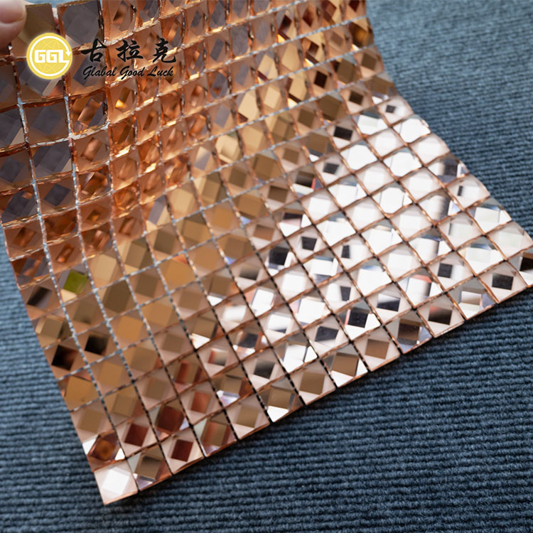 Rtuť Růžový Diamant Povrch Lesklý Sklo Mozaika Stěny Backsplash